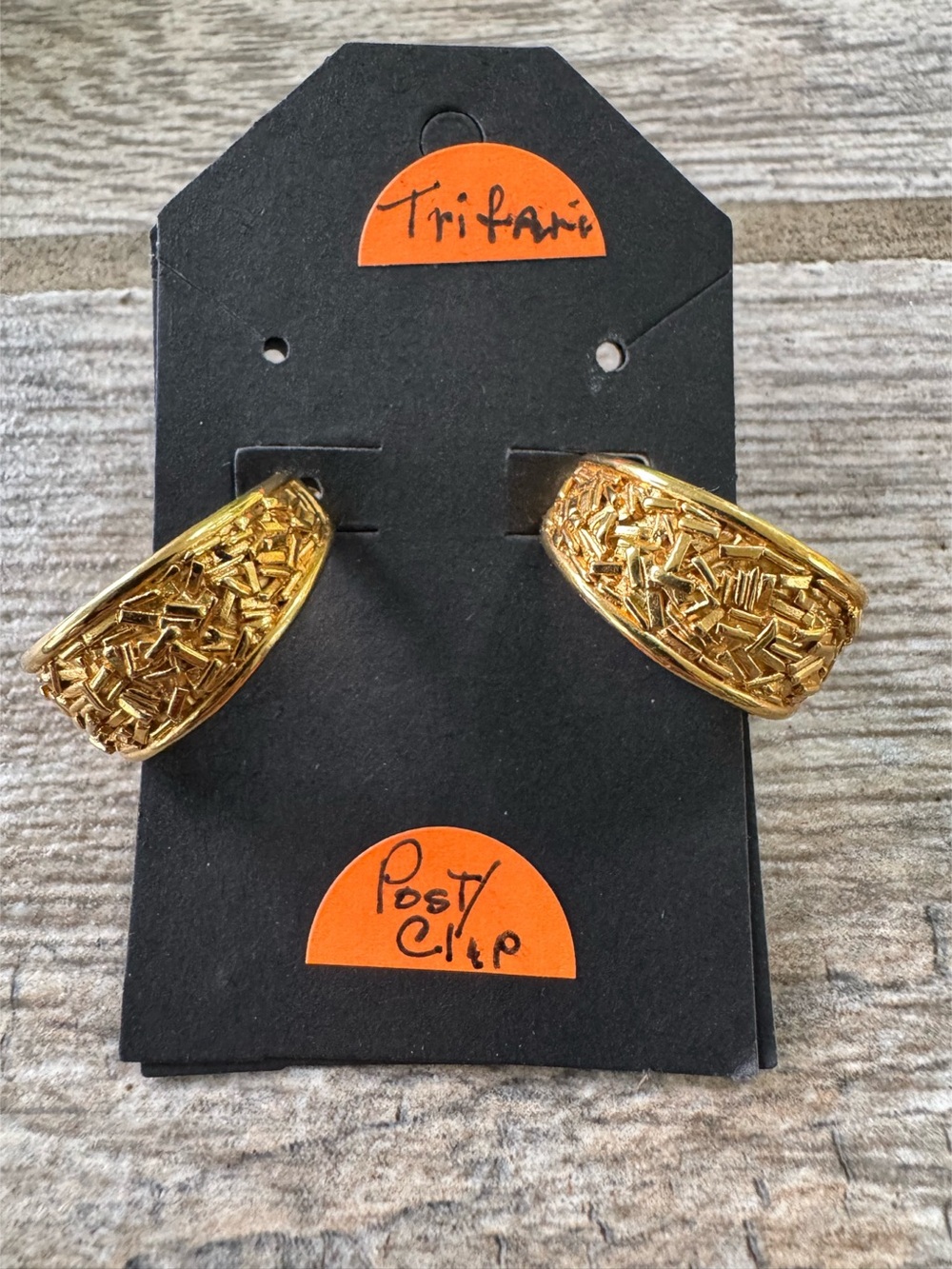 Trifari Vintage Gold Plated Hoop Earrings
